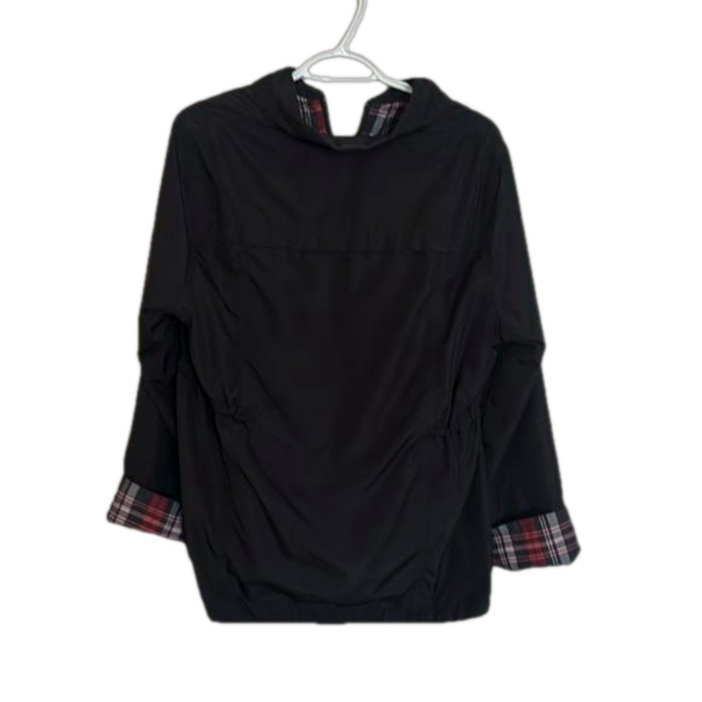 Haggar Petite Reversible Jacket Black / Tartan Women's Sz L Drawstring Waist - Picture 5 of 7
